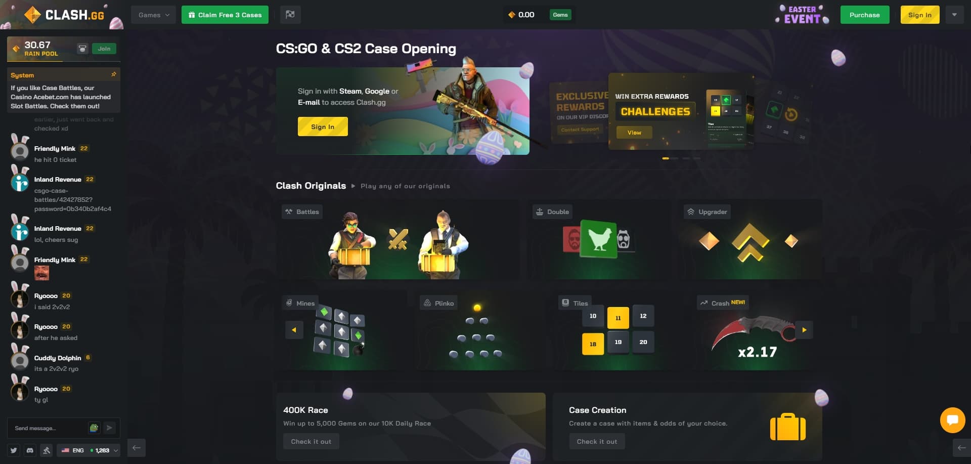 Clash.gg homepage