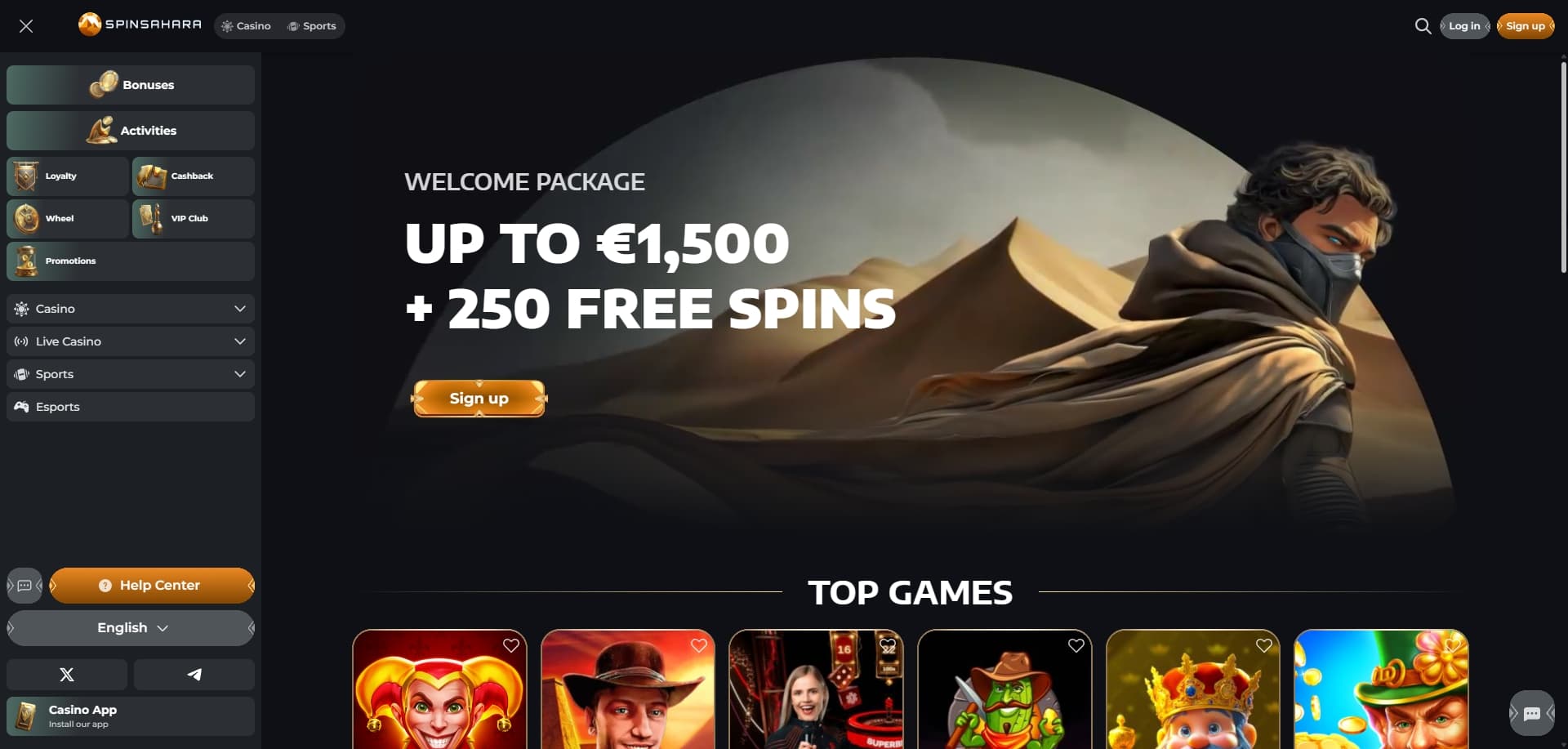 Spin Sahara homepage