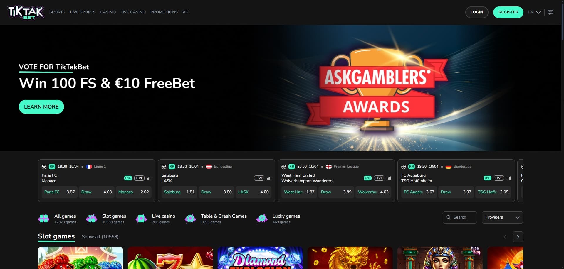 Tik Tak Bet homepage